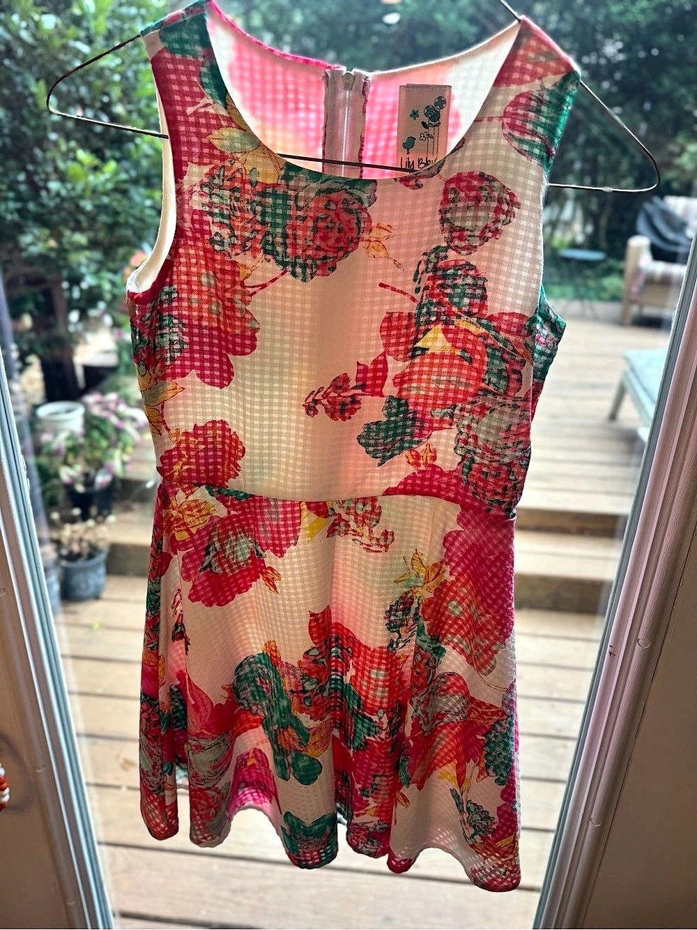 Girls Lily Bleu Floral Dress in Pink & Red